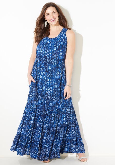 Halter Maxi Dress, DARK SAPPHIRE TIE DYE GEO, hi-res image number null