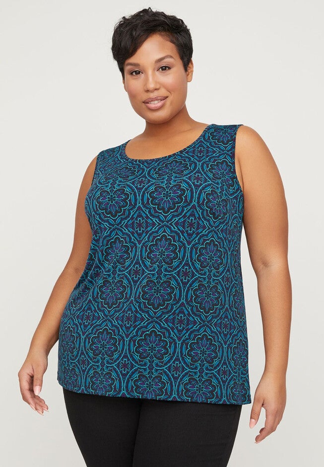 Timeless Tunic Tank, BLUE GEOMETRIC, hi-res image number null
