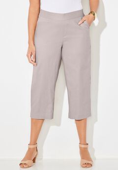Flat Front Linen Capri