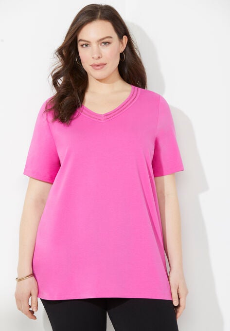 Suprema™ Crochet V-Neck Tunic, ROSE VIOLET, hi-res image number null