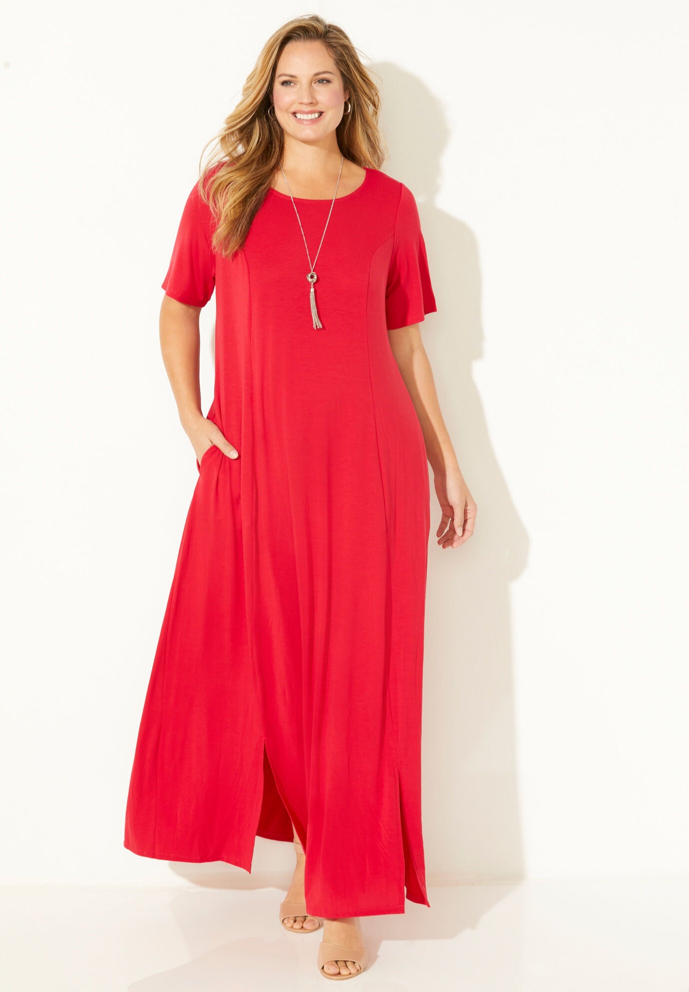 Scoopneck Maxi Dress, CLASSIC RED, hi-res image number 0