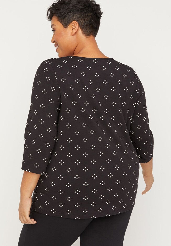 Dotted Suprema 3/4-Sleeve Top, , on-hover image number 1