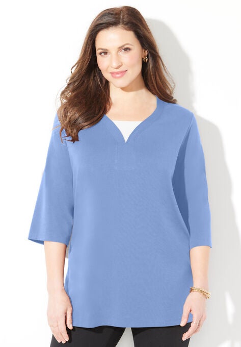 Suprema® Y-Neck Duet Tee, FRENCH BLUE, hi-res image number null