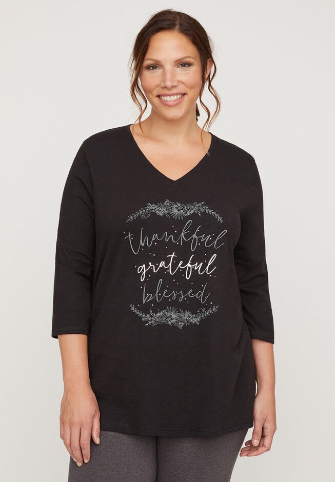 Thankful Grateful Blessed Active Tee, BLACK, hi-res image number null