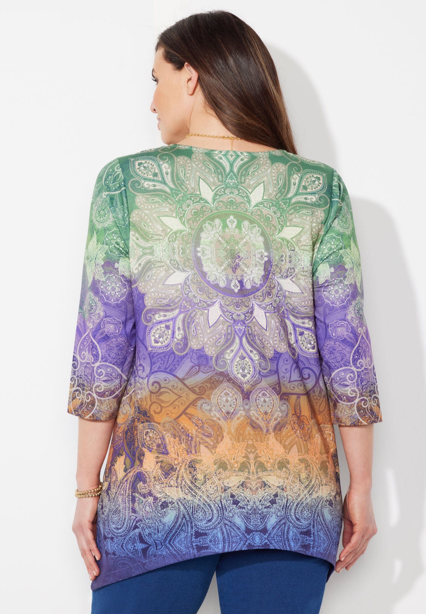 Artistry V-Neck Tunic, PAISLEY PRINT, on-hover image number 1