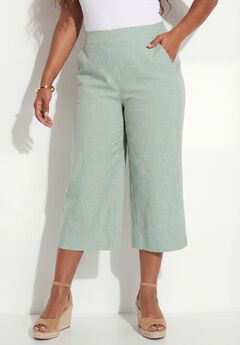 Flat Front Linen Capri