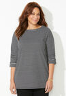 Suprema® Boatneck Tunic Top, BLACK STRIPE, hi-res image number null