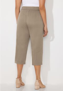 Stretch Knit Waist Cargo Capri