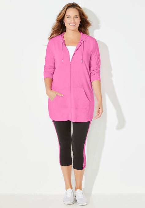 Active Slub Zip-front Hoodie Jacket, PINK GLOW, hi-res image number null