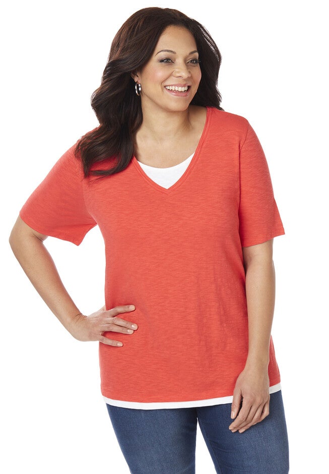 Suprema Layered Look Tee, HIBISCUS, hi-res image number null