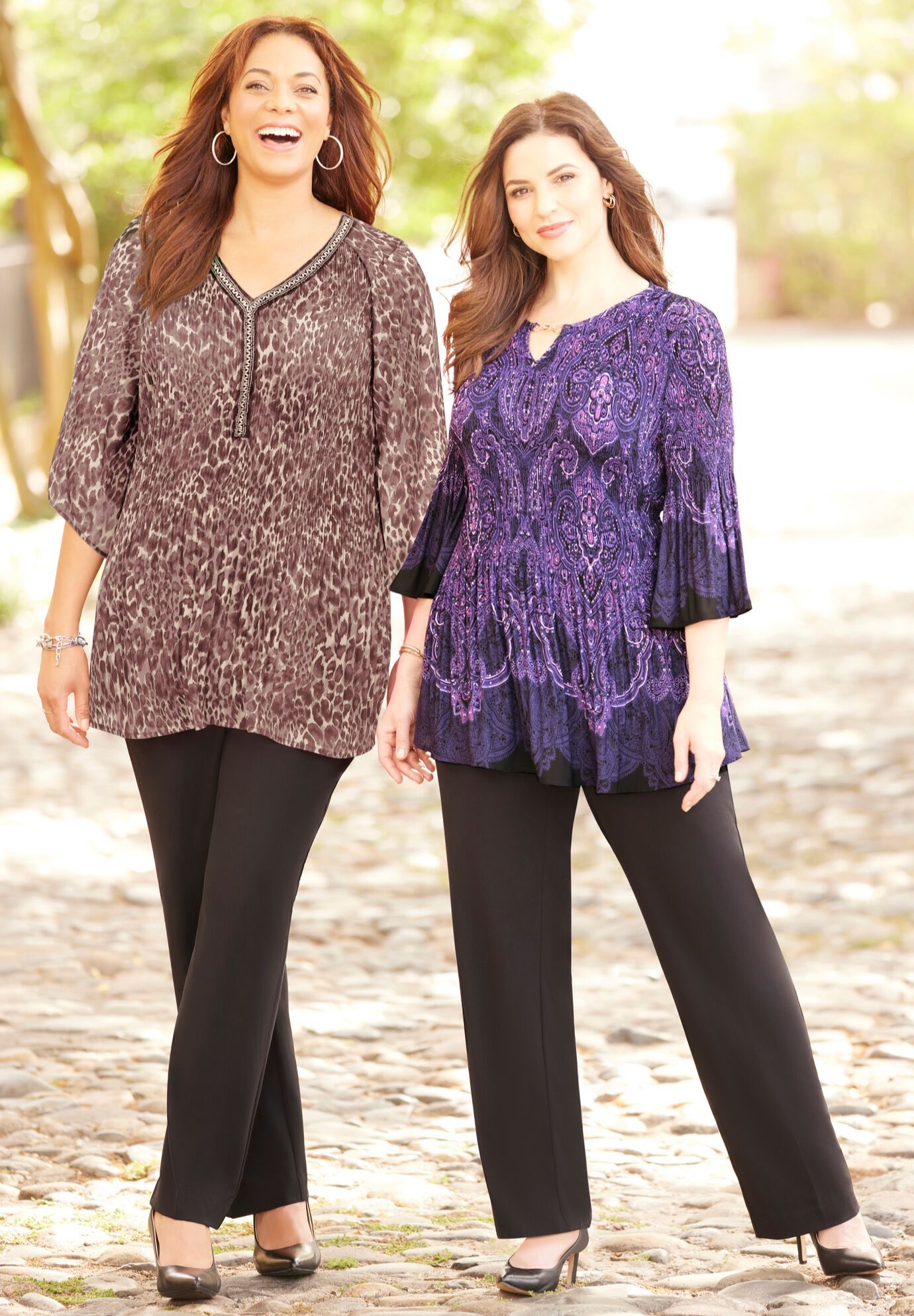 Bejeweled Pleated Blouse