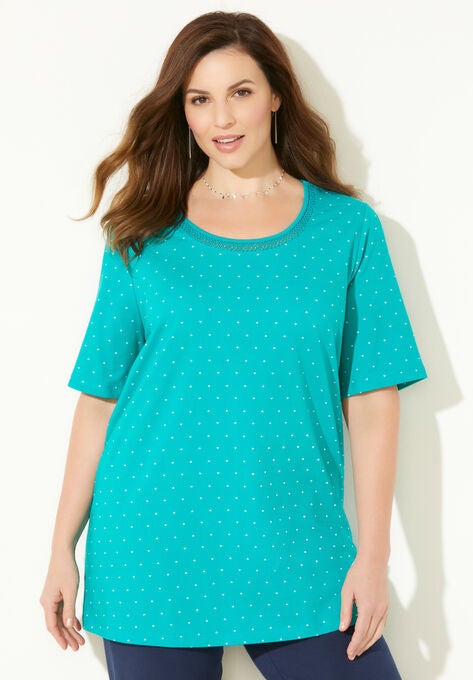 Suprema™ Embroidered Scoopneck Tee, WATERFALL HEARTS, hi-res image number null