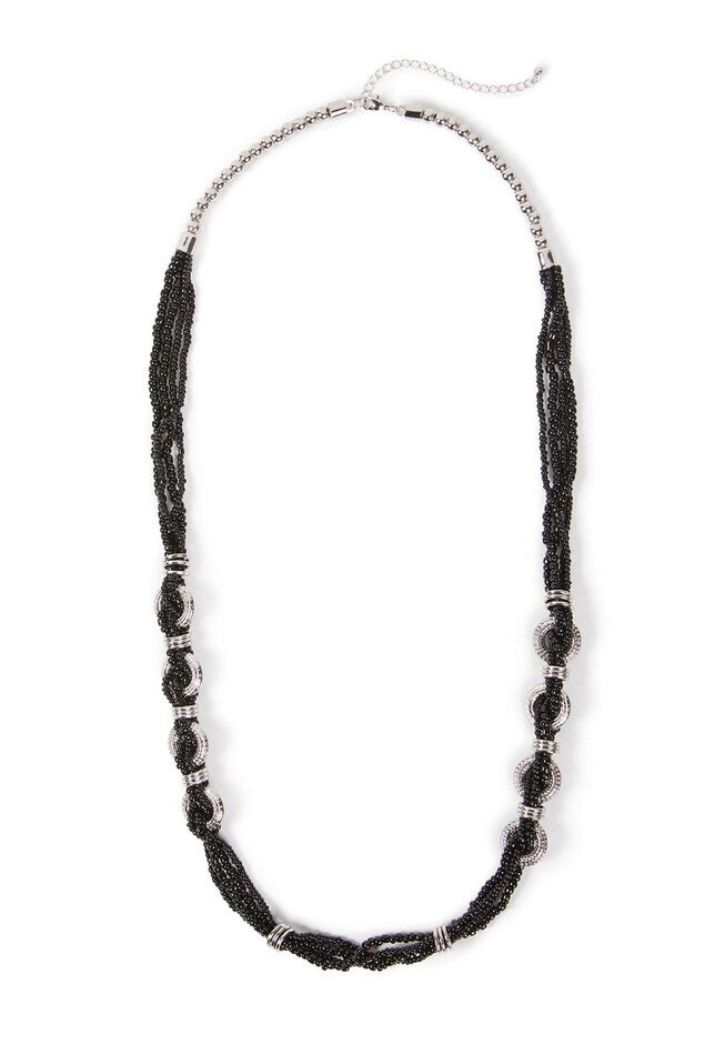 Beaded Twist Necklace, BLACK, hi-res image number null