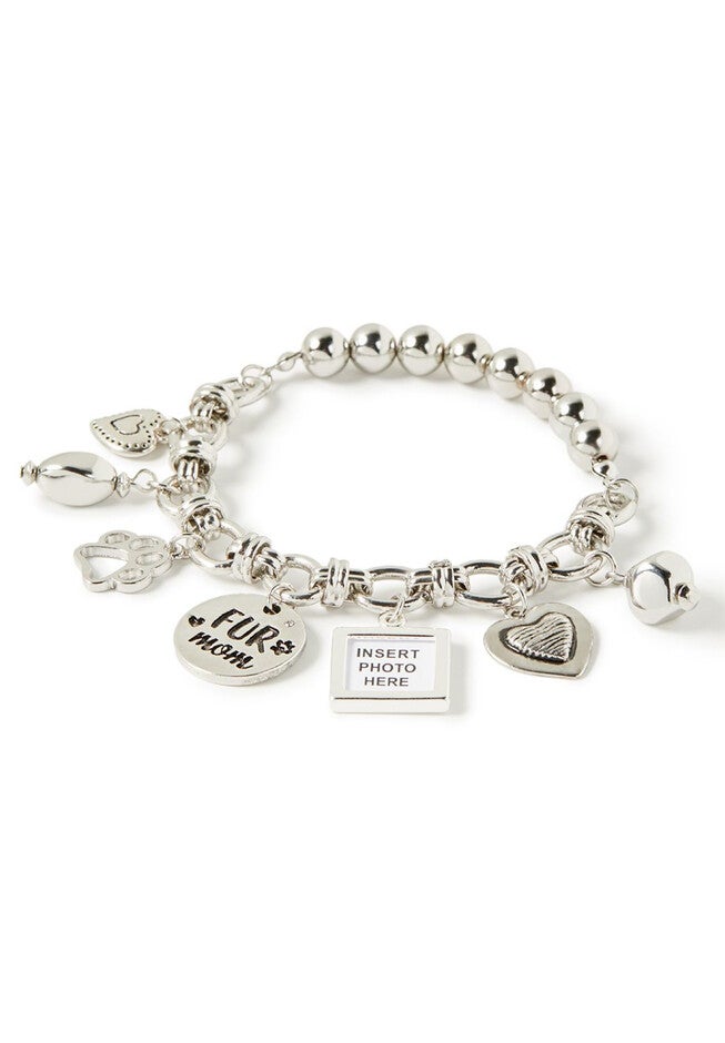 Fur Mom Stretch Charm Bracelet, SILVER, hi-res image number 0