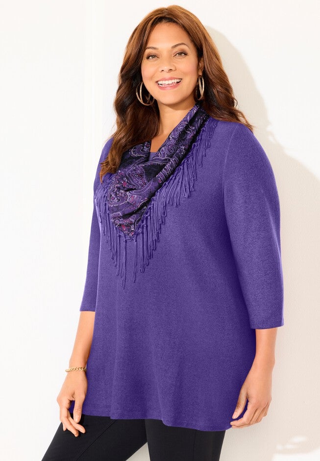 Impossibly Soft Tunic & Scarf Duet, DARK VIOLET PAISLEY, alternate image number 2