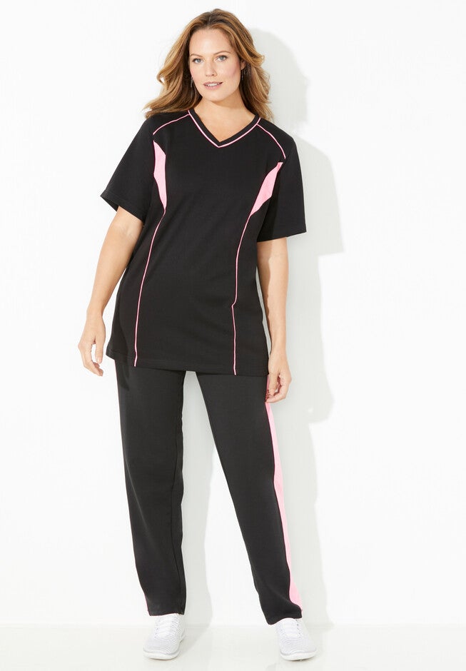 Glam Colorblock Active Tee, BLACK PINK SUNSET, hi-res image number null
