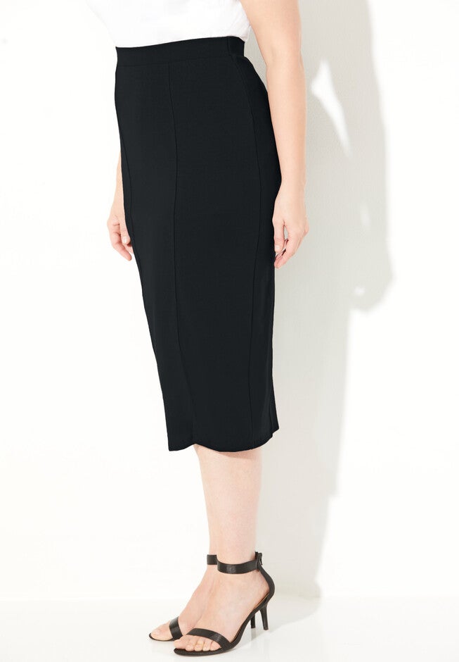 Curvy Collection Lace Detail Ponte Skirt, , alternate image number null