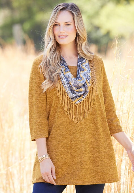 Impossibly Soft Tunic & Scarf Duet, HONEY MUSTARD, hi-res image number null
