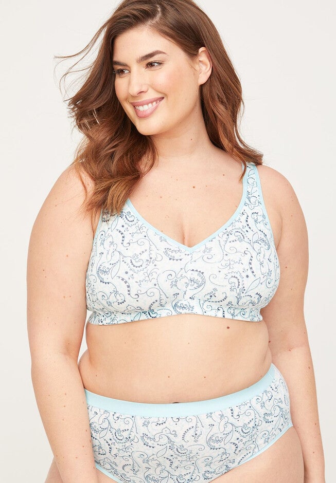 Cotton Comfort No-Wire Bra, LIGHT BLUE DAY PAISLEY, hi-res image number 0