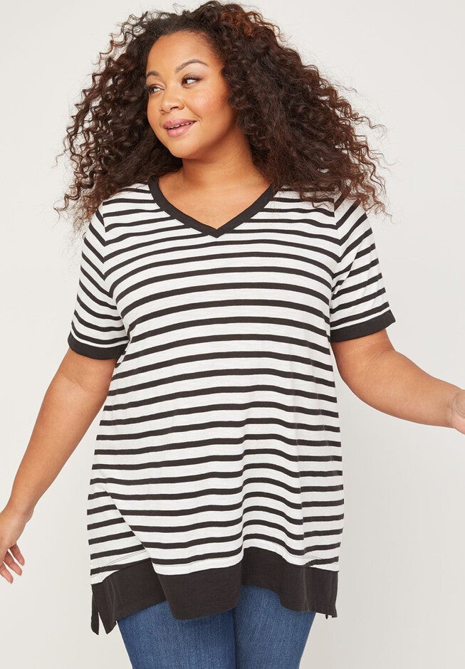 Forest Outlook Tunic, BLACK AND WHITE STRIPE, hi-res image number 0