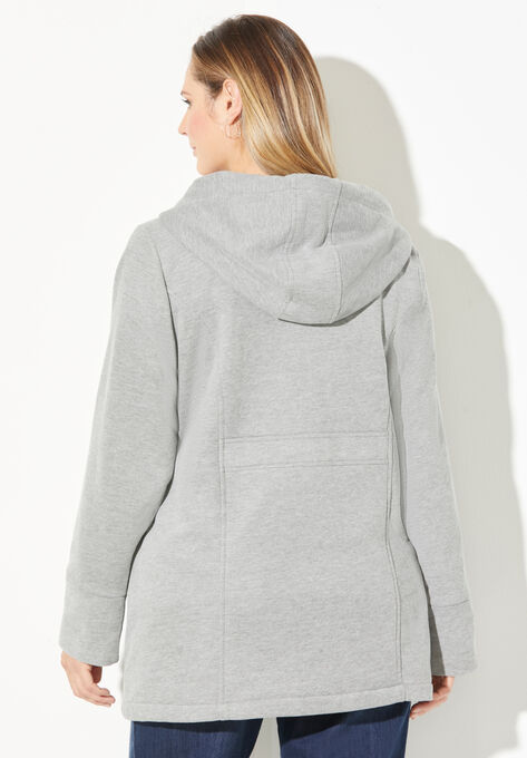 Sweater Fleece Coat with Sherpa Lined Hood, , on-hover image number null