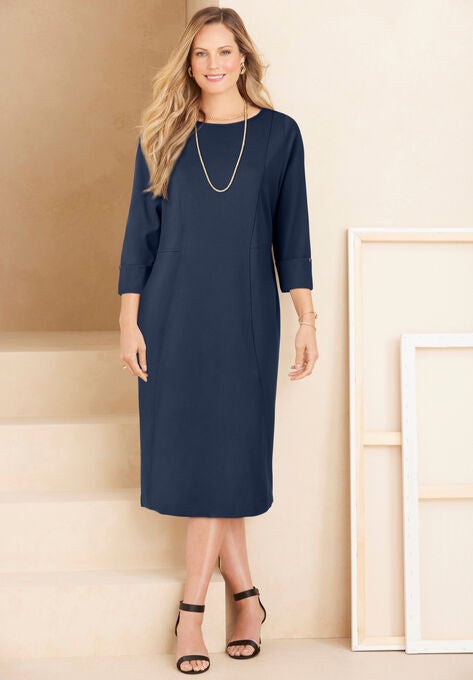 Liz&Meâ„¢ Ponte Knit Dress, NAVY, hi-res image number null
