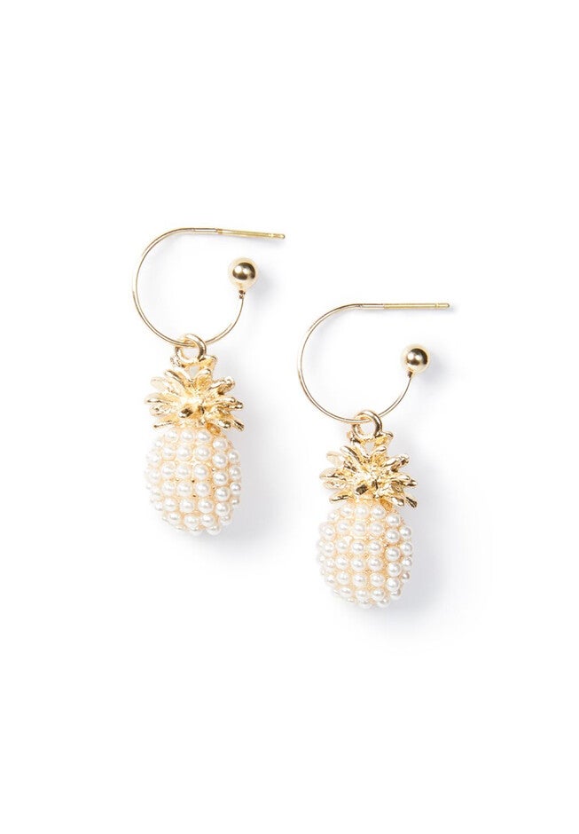 Pearlescent Pineapple Drop Earrings, GOLD, hi-res image number null