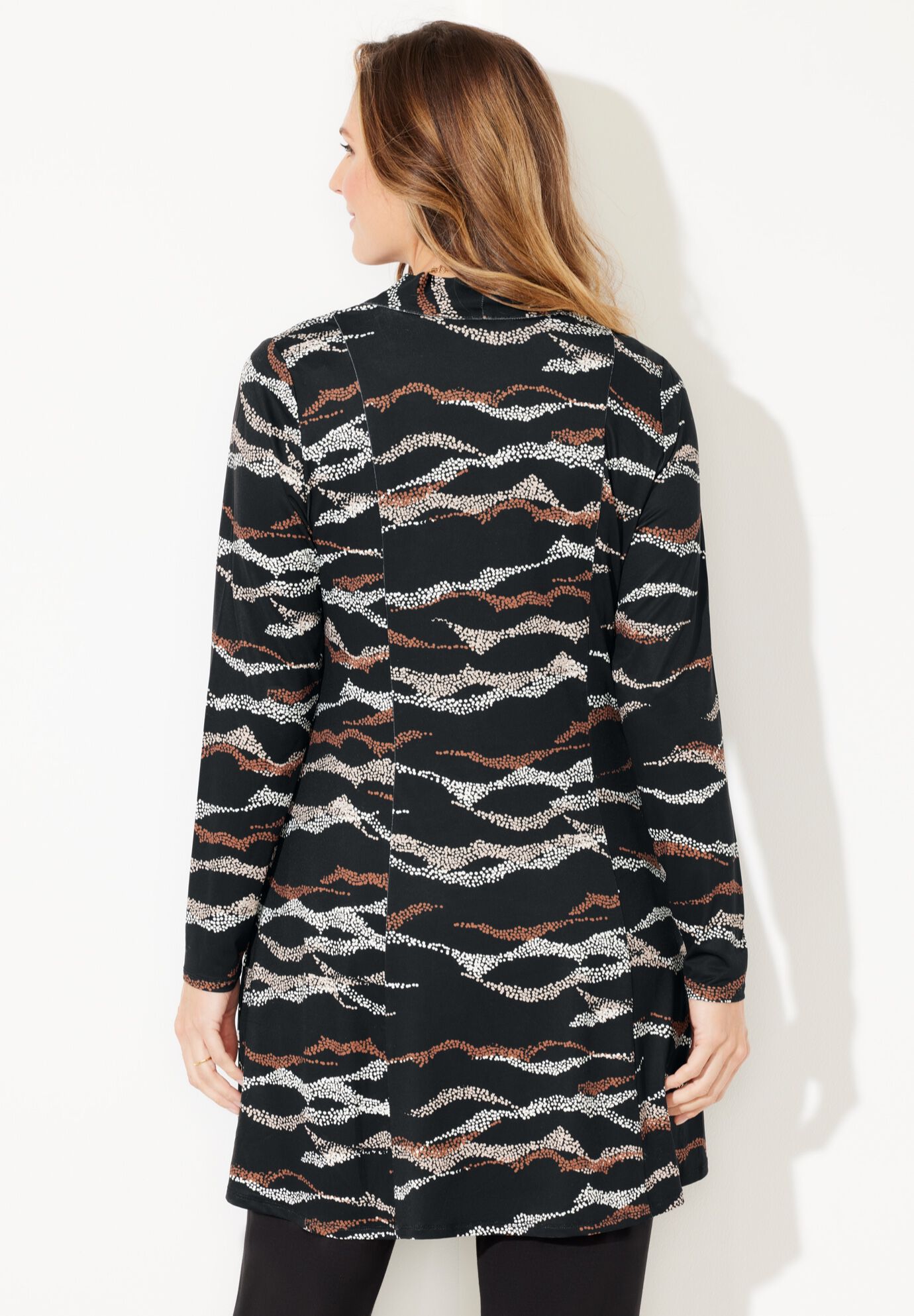 AnyWear Swing Cardigan Jacket, NAVY BIAS GEO, on-hover image number 1