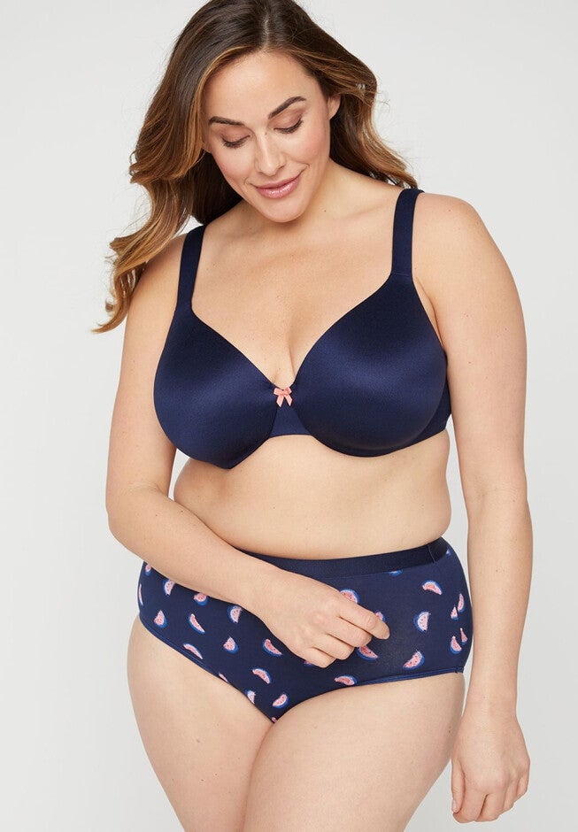Solid Full-Coverage Smooth Underwire Bra, MARINER NAVY, hi-res image number 0