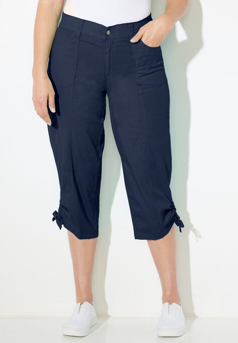 Comfort Waist Bungee Cargo Capri, NAVY, hi-res image number null