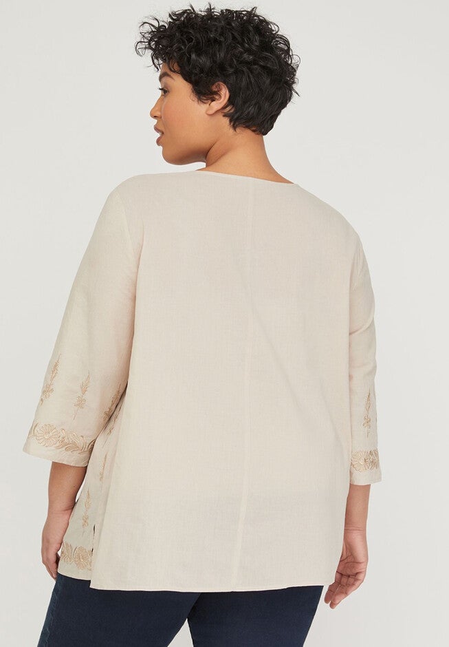 Sandy Pintuck Popover with Lurex Embroidery, , on-hover image number null