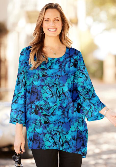 Art-To-Wear Blouse, DARK SAPPHIRE PETALS, hi-res image number null