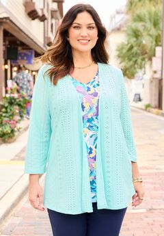 Eyelet Cardigan & Knit Tank Duet