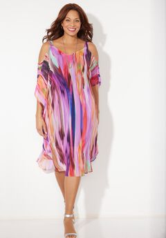 Open-Shoulder Chiffon Dress
