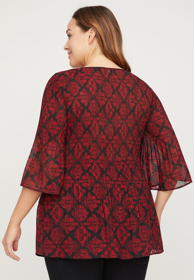 Crimson Imprint Pleated Top, , on-hover image number null