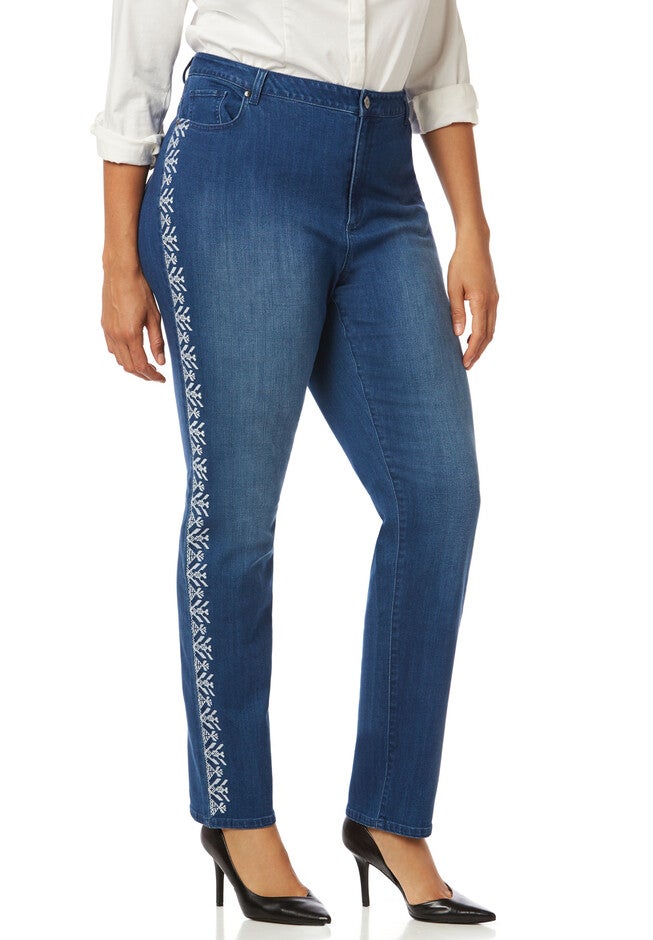 Aztec Embroidery Jean, MED WASH DENIM, hi-res image number null