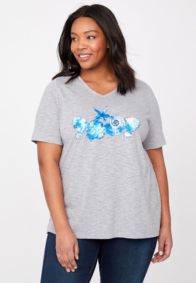 Seashell Tee, HEATHER GRAY, hi-res image number null