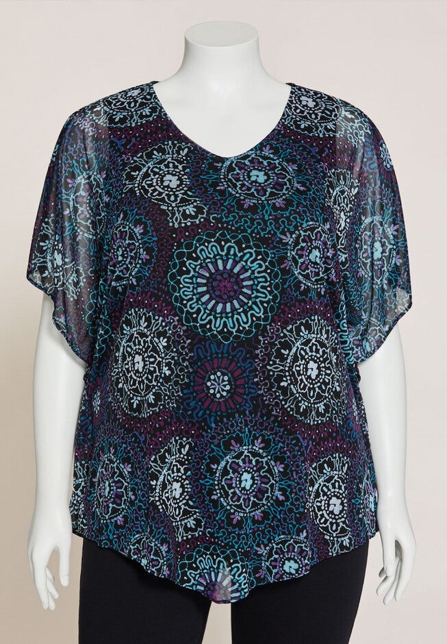 Vernon Hills Open-Shoulder Top, MEDALLION PRINT, hi-res image number null
