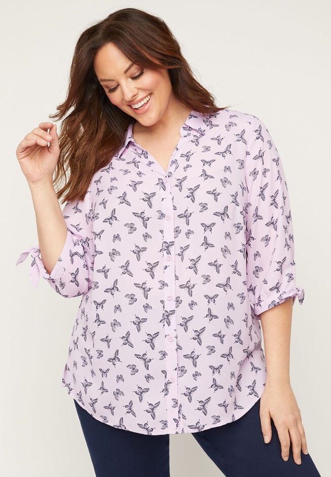 Breezy Signature Crepe Top, CROCUS PETAL BUTTERFLY PRINT, hi-res image number null
