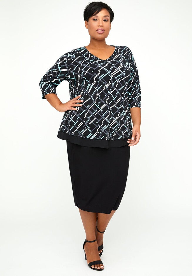 AnyWear Midnight Geo Tunic, BLACK TEAL GEO, hi-res image number null