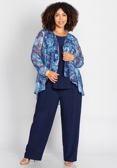 Cascade Embroidered 3-Piece Pant Suit