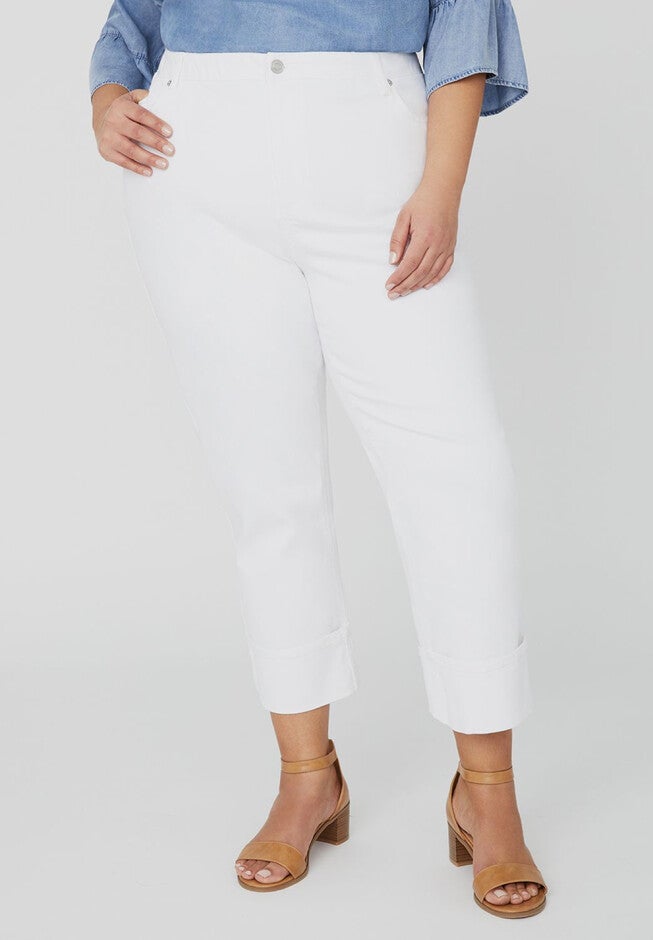 Busted Seam Jean Capri, WHITE, hi-res image number null