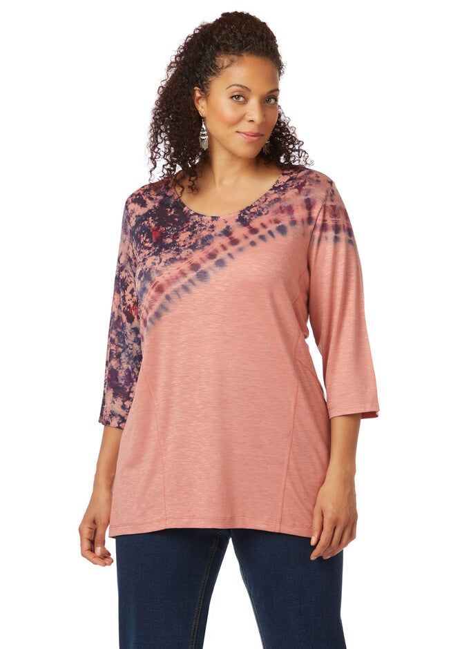 Slub Knit Tie-Dye Top, ROSE SANCTUARY, hi-res image number 0