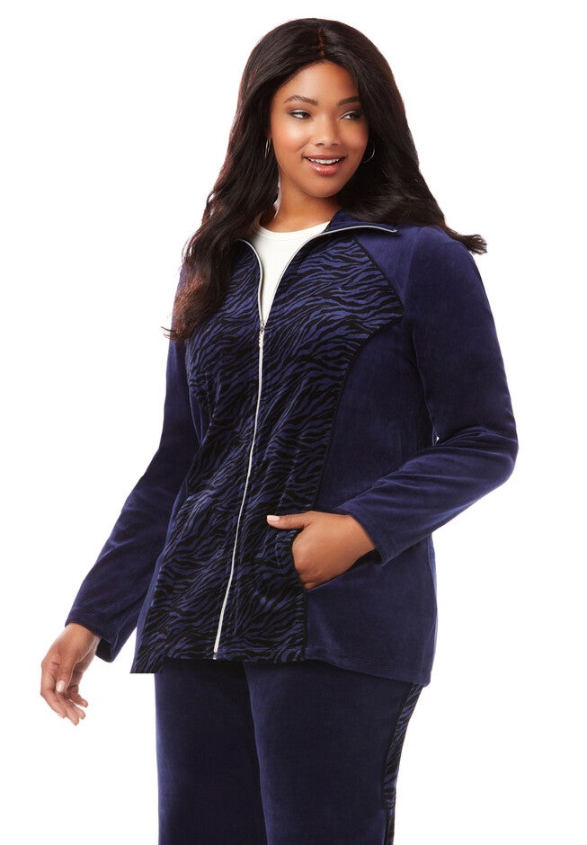 Cozy Velour Jacket, MARINER NAVY, hi-res image number null
