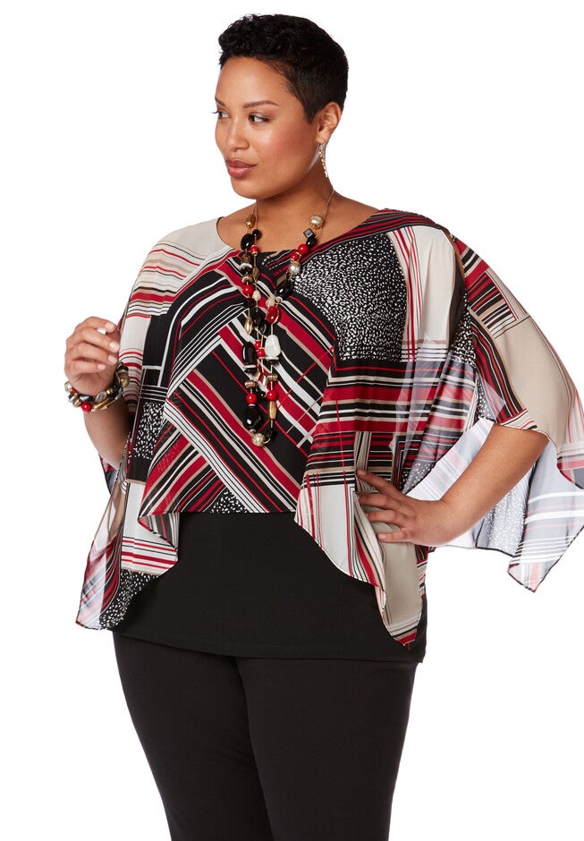 Pretty In Plaid Top, BLACK, hi-res image number null