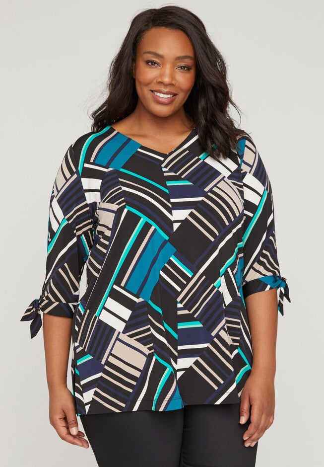 Calico Patchwork Tunic, BLACK PRINT, hi-res image number null