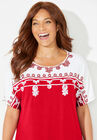 Embroidered Short Sleeve Top, , alternate image number null