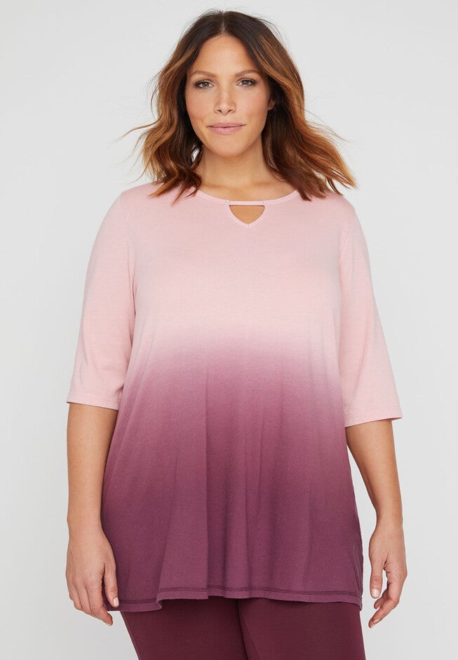 Soft Ombre Pink Twist Tunic, VINTAGE PINK, hi-res image number 0