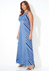 Striped V-Neck Maxi Tank Dress, , alternate image number null