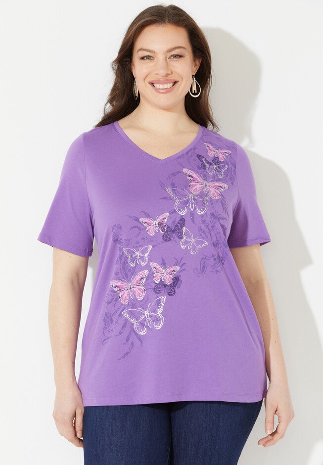 Bevy of Butterflies Tee, PURPLE, hi-res image number null